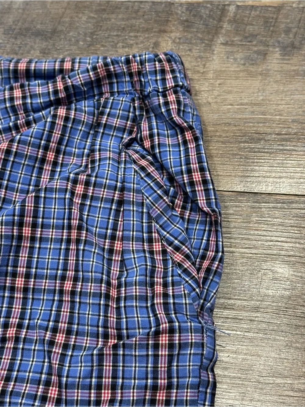 Forever 21 Blue Red White Plaid Pajama Pants Large FLAWED